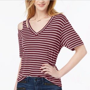 Red & White Striped Cutout T-Shirt